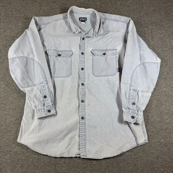 Patagonia Other - Vintage Patagonia Heavy Denim Button Up Shirt 2XL XXL Long Sleeve Logo Faded